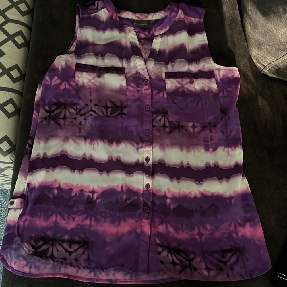 Covington Small Tie Dye Purple Pink White Blouse